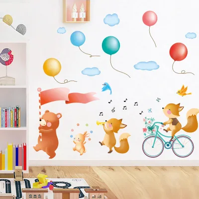 60*90cm Stor Søde Dyr Ballon Wall Stickers til Børn Værelser Baby Soveværelse Indretning Tegnefilm Tapet Kids Room Dekoration