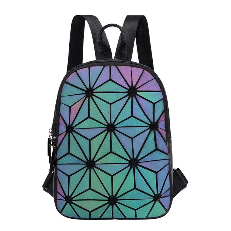 Brand design lysende kvinder rygsæk Holografiske geometriske damer lille rygsæk Unik mode Teenage studerende skoletaske