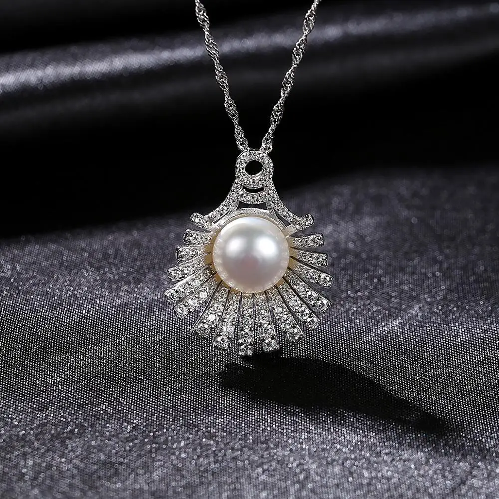 CZCITY Blomst Halskæde til Kvinder Naturlige Perler af Sterling 925 Sølv Fine Smykker Dating Julegaver FN-0268