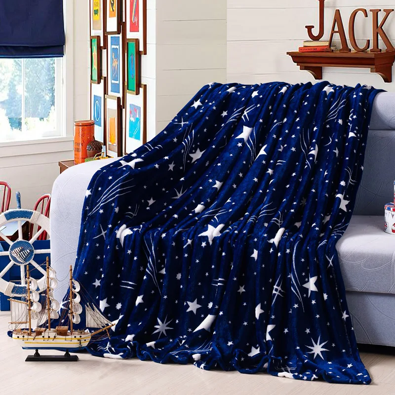 Bright stars sengetæppe tæppe 200x230cm Høj Tæthed Super Blød Flannel Tæppe til for den sofa/Seng/Bil Bærbare Plaids51