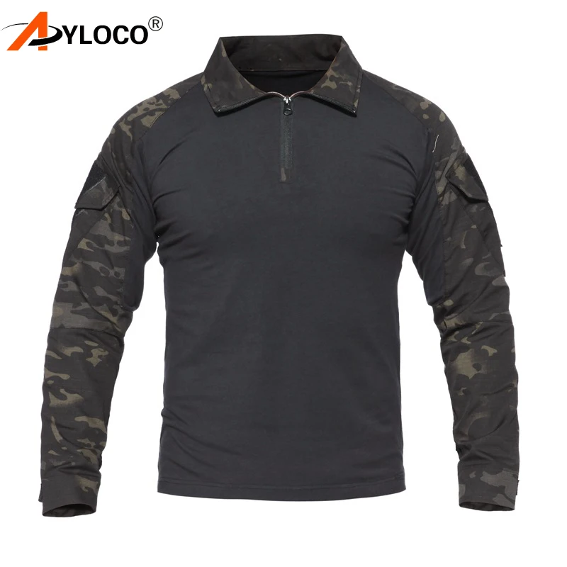 OS Camouflage Army T-Shirt til Mænd RU Soldater Bekæmpelse af Taktiske T-Shirt Militær Magt Multicam-Camo Lange Ærmer Vandring T-Shirts 4XL
