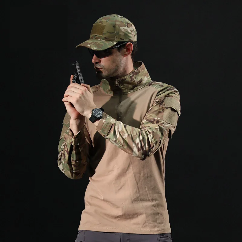 OS Camouflage Army T-Shirt til Mænd RU Soldater Bekæmpelse af Taktiske T-Shirt Militær Magt Multicam-Camo Lange Ærmer Vandring T-Shirts 4XL