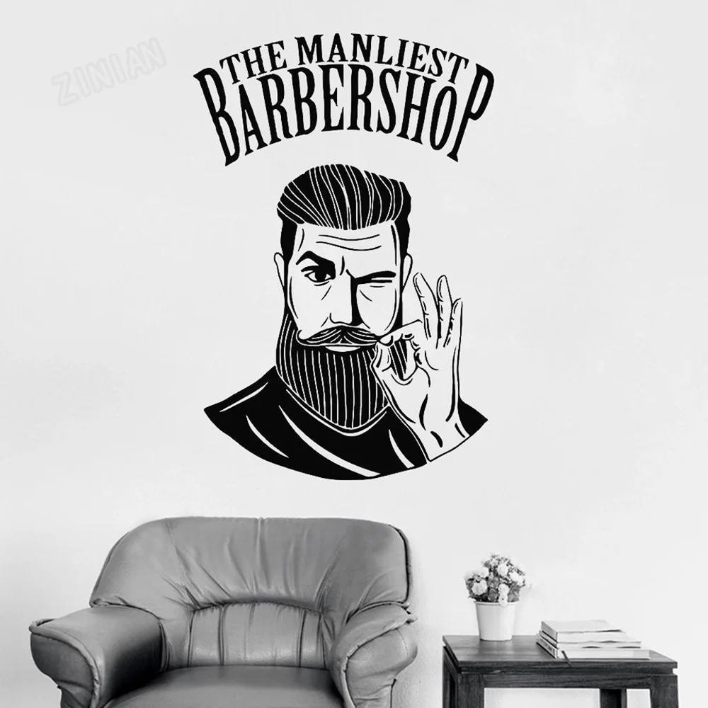 Mænd Barbershop Tegn Wall Stickers Til Barber Shop Frisure Butik Logo Vindue Decal Vinyl Væg Sticker Indretning Stue Y128