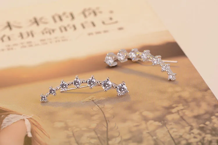 925 sterling sølv stjerne skinnende krystal damer'stud øreringe til kvinder engros smykker bryllup gave drop shipping