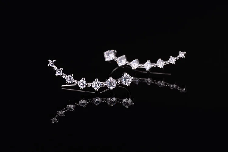 925 sterling sølv stjerne skinnende krystal damer'stud øreringe til kvinder engros smykker bryllup gave drop shipping