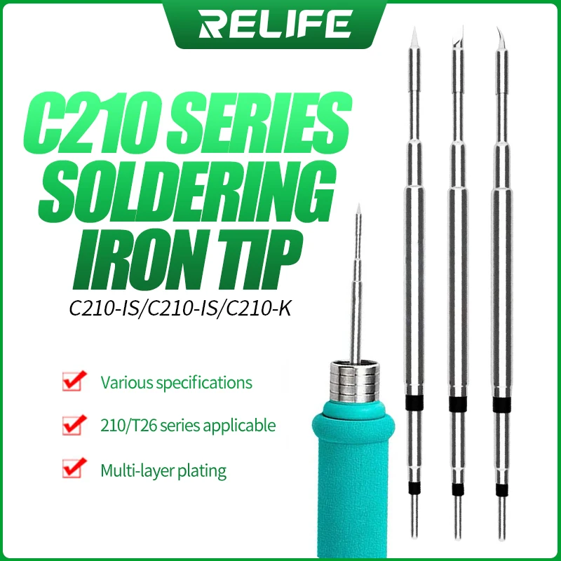 RELIFE RL-C210 Tips Universal JBC C210 loddekolbe Tip Kompatibel For Xsoldering T210 Og Sugon T26 Lodning Station Håndtag