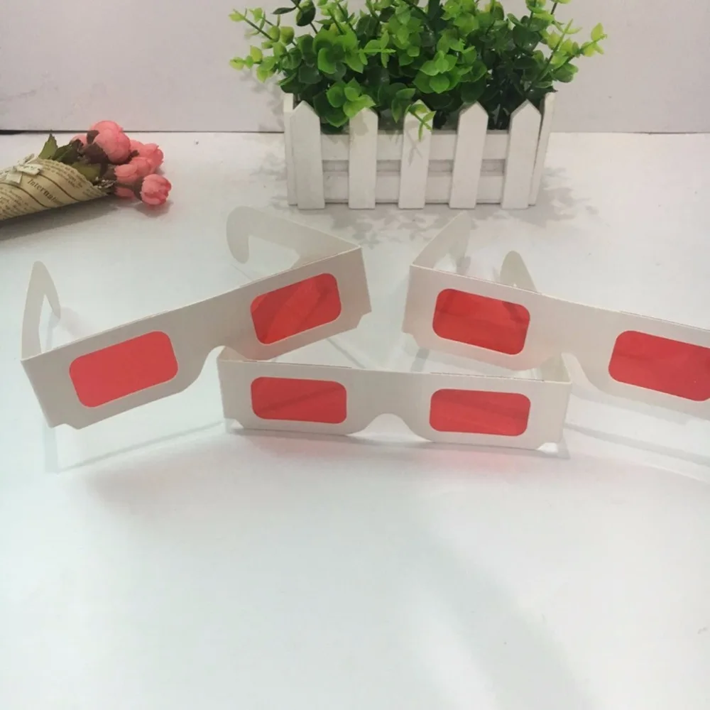 10stk Pakke Øko-Venlige Hvide Papir Dekoder 3d-Briller Med Røde Røde Linser,3D Afsløre Hemmelige Seere Kampagner Anaglyph Briller