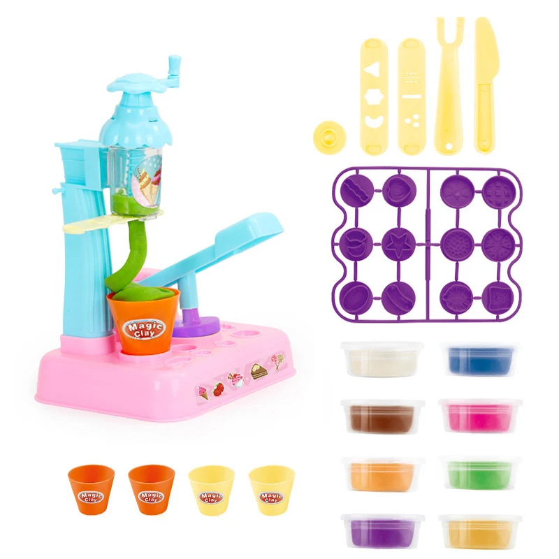 Pasta maskine sat Børn simulering hus DIY farverige mudder ler passer kreative modellervoks Køkken Toy is maskine Kids Legetøj