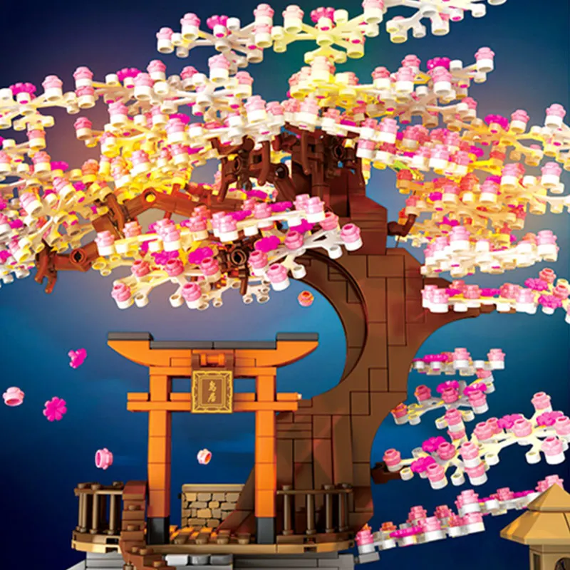 Sembo Sakura Street View byggesten Piger Venner Legetøj Kompatibel Cherry Tree Blossom Sæson Landskab Hus Mursten til Kid