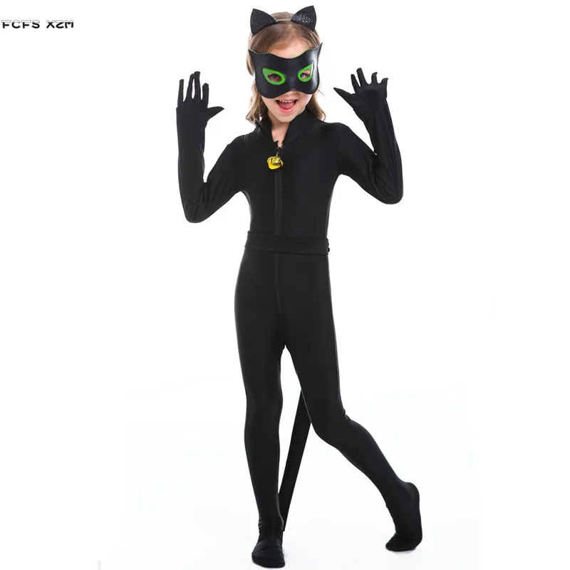 Piger Sort Kat, Dyr Cosplay Børn Børn Halloween Catwoman Kostumer til Karneval Purim parade Maskerade Rolle Spil Party Dress