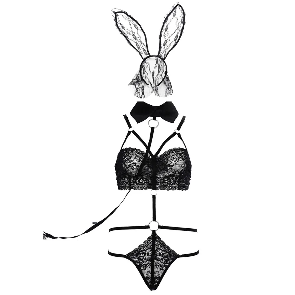 Sexet Kvinder Cosplay Kostume Bunny Girl Passer til damer Erotisk uniform for Kæreste Søde Part Rollespil Undertøj Kanin nattøj