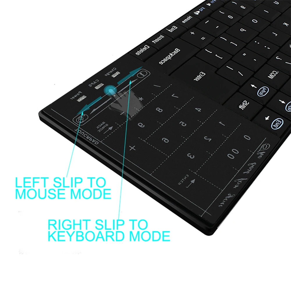SeenDa Touch Bluetooth-Tastatur Genopladelige Tastatur til Laptop Tablet Smart TV Slient Trådløse Tastatur med Touchpad ' en Numerisk