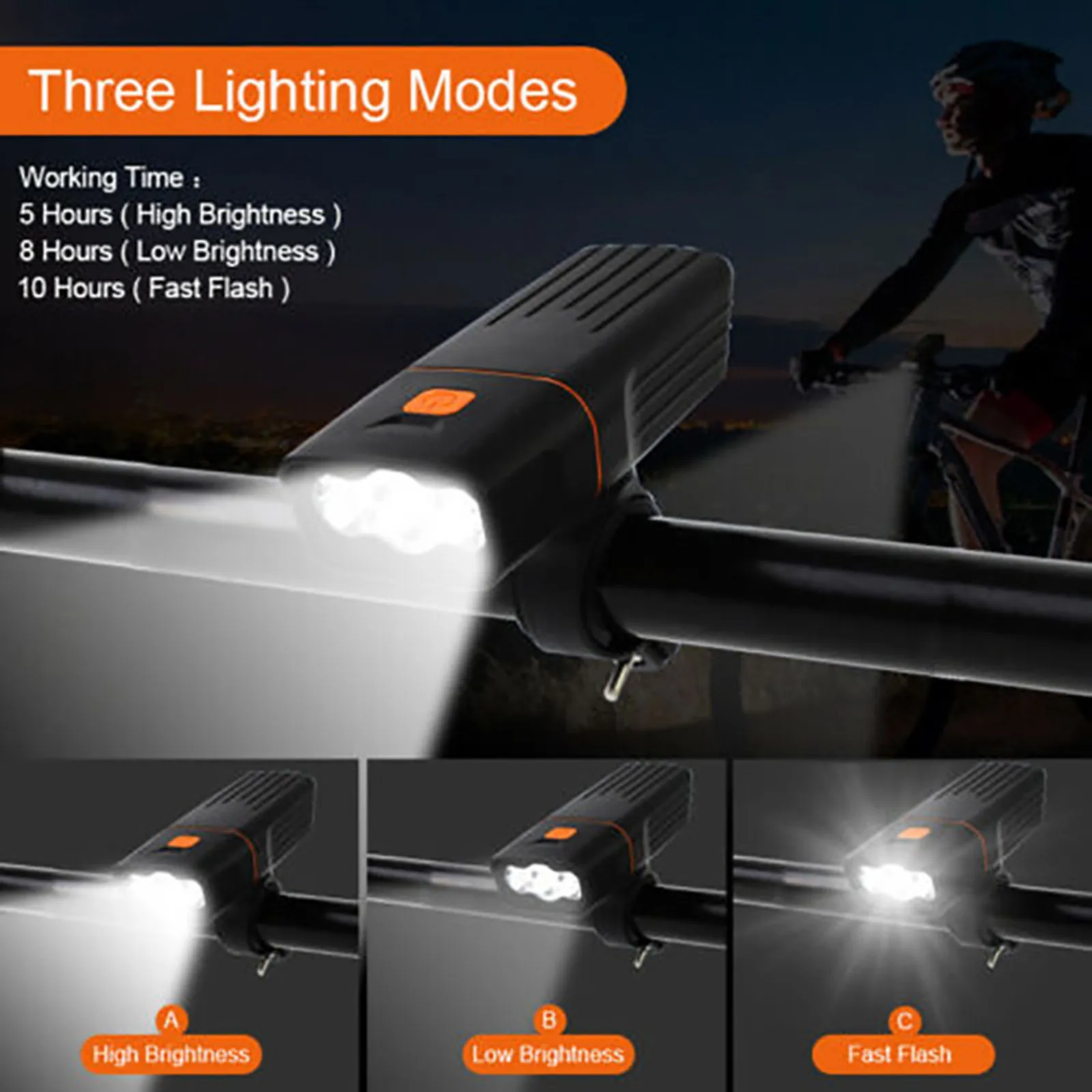 3000LM Cykel Lys Sæt Power Bank 5200mAh cykellygter USB-Genopladelige 3*LED-Lygten Vandtæt MTB Cykling Camping Lampe