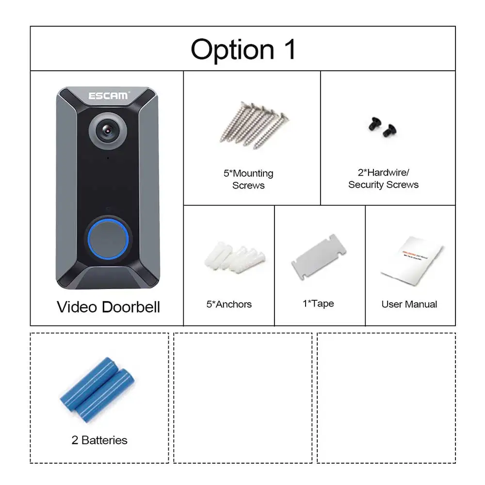 ESCAM V6 720P Trådløse Dørklokke-Batteriet videokameraet Gratis Cloud Storage Vandtæt sikkerhed i Hjemmet