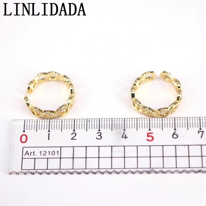 10stk Mode cz ring, justerbar forgyldt cubic zircon ring,populære smykker engros