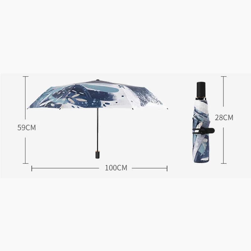 YADA 2020 Hånd-Malet Tegnefilm 3-Foldning Paraply for Kvinder UV Regntæt Paraply, Parasol Regn Sol Lys diy Parasoller YD200199