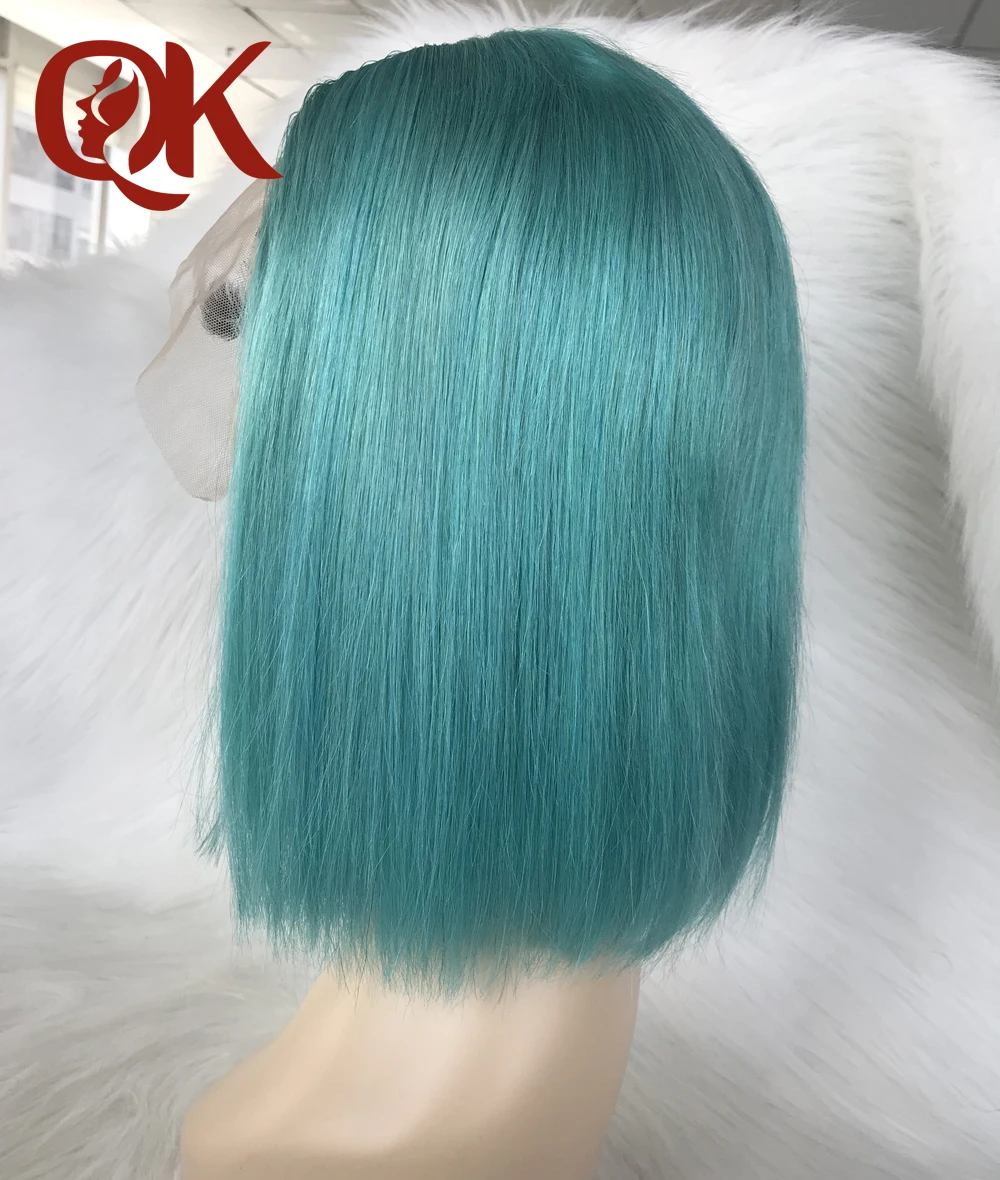 QueenKing hair Lace Front Wig 180% Turkis Farve Bob Wig Gratis Del Preplucked Brasilianske Menneskelige Remy Hår