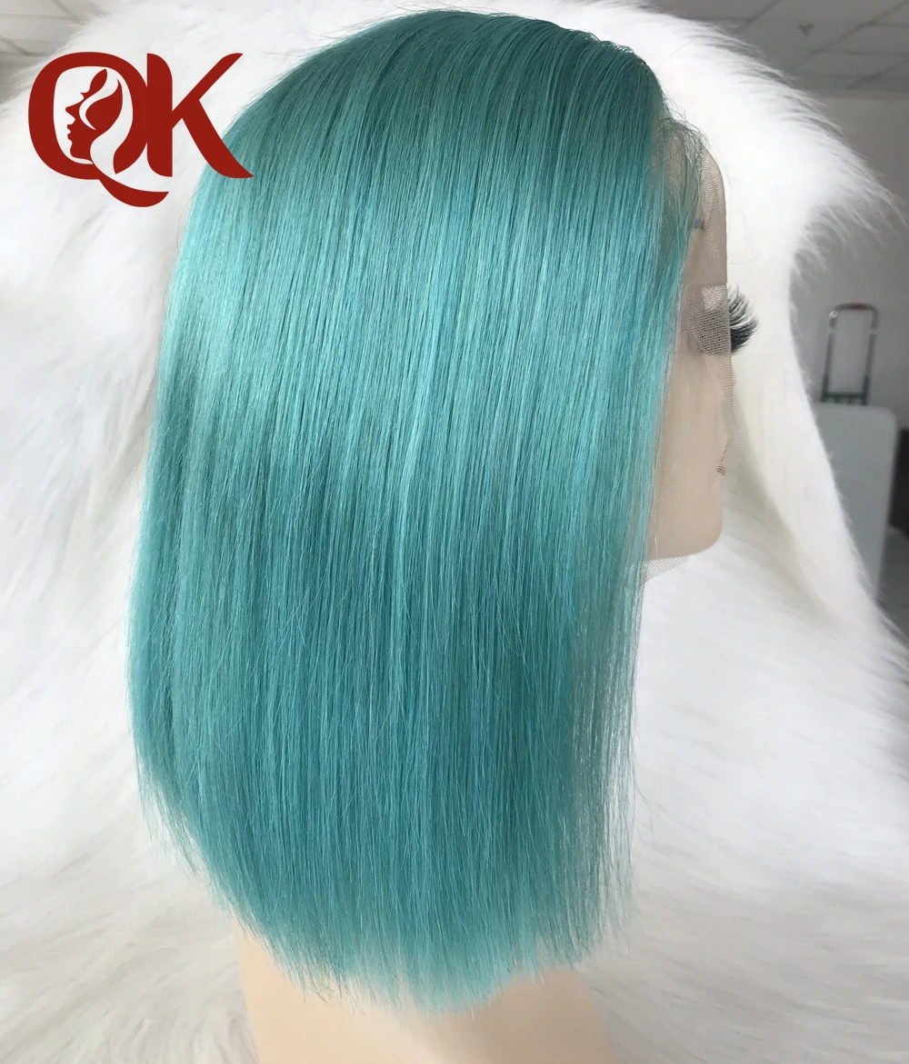QueenKing hair Lace Front Wig 180% Turkis Farve Bob Wig Gratis Del Preplucked Brasilianske Menneskelige Remy Hår