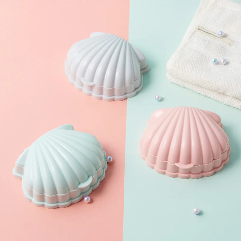 Kreative Bærbare Shell Form Soap Box Badeværelse Drain Soap Indehaveren Rejse Sæbe Beskytte Tilfælde Badeværelse Tilbehør
