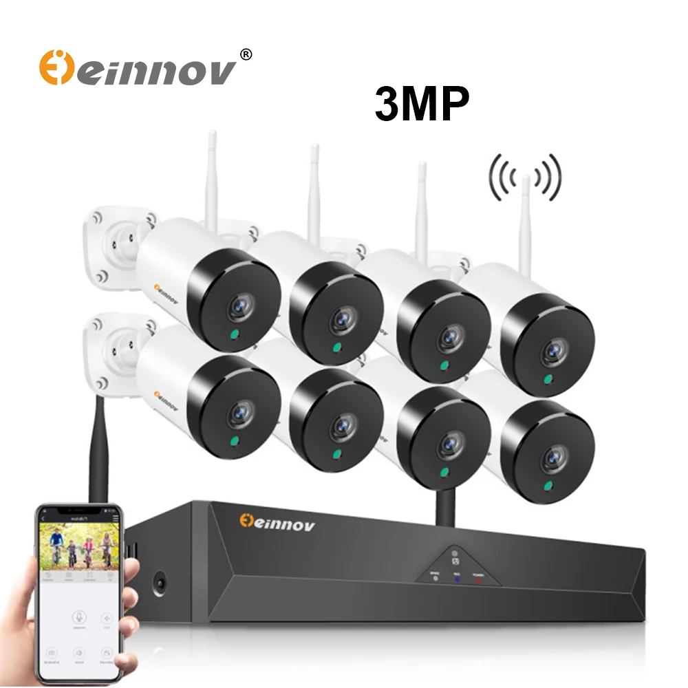 Einnov 8CH NVR 3MP IP Kamera Udendørs-Video, Wifi Overvågning Kits Lyd Indstille Trådløs Sikkerhed CCTV-System wi-fi Vandtæt Cam