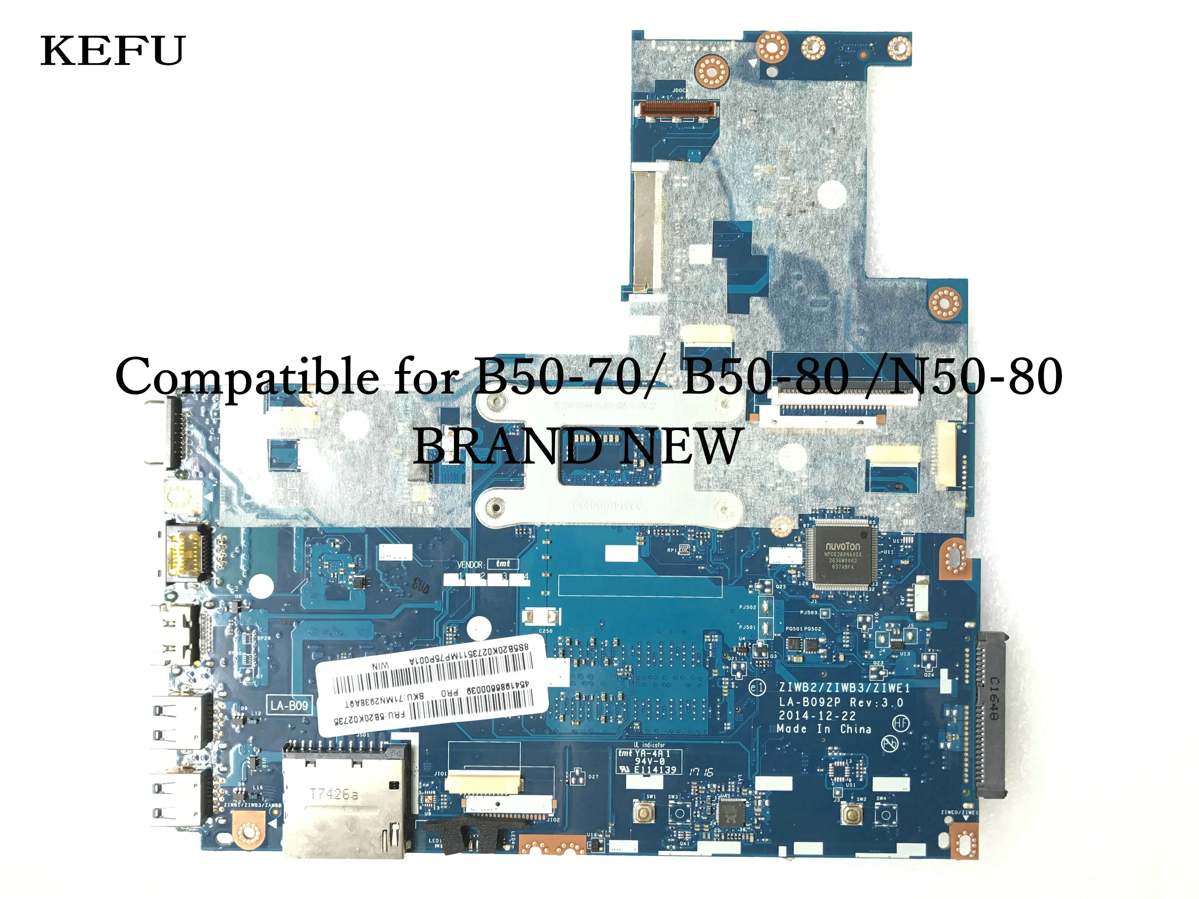 HURTIG LEVERING.HELT NYE. ZIWB2 / ZIWB3 / ZIWE1 LA-B092P for Lenovo B50-70 Laptop Bundkort ,PROCESSOR OMBORD 2957U / 3205U