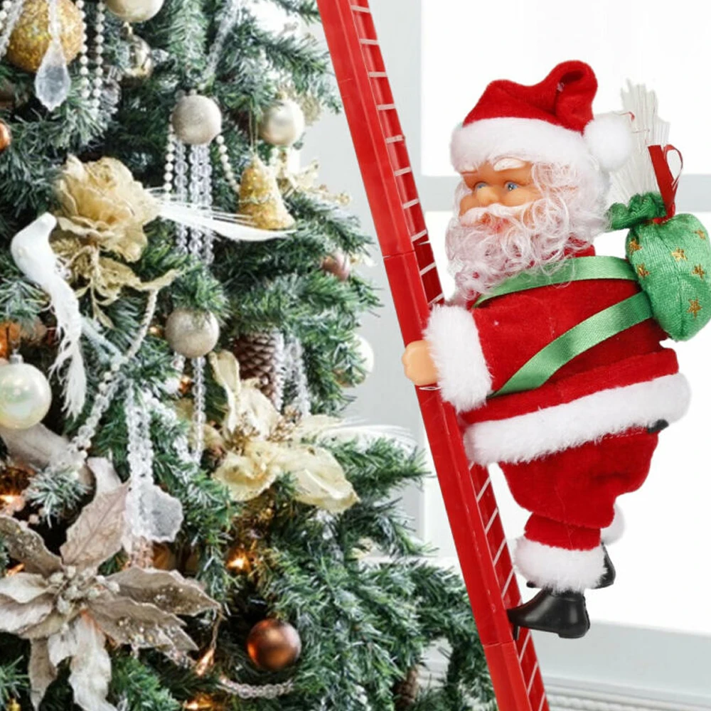 Jul Elektriske Klatring Stigen Santa Claus Musik, Kreative Xmas Udsmykning Kid Gave Tændte for det Nye År Christmas Tree Decor