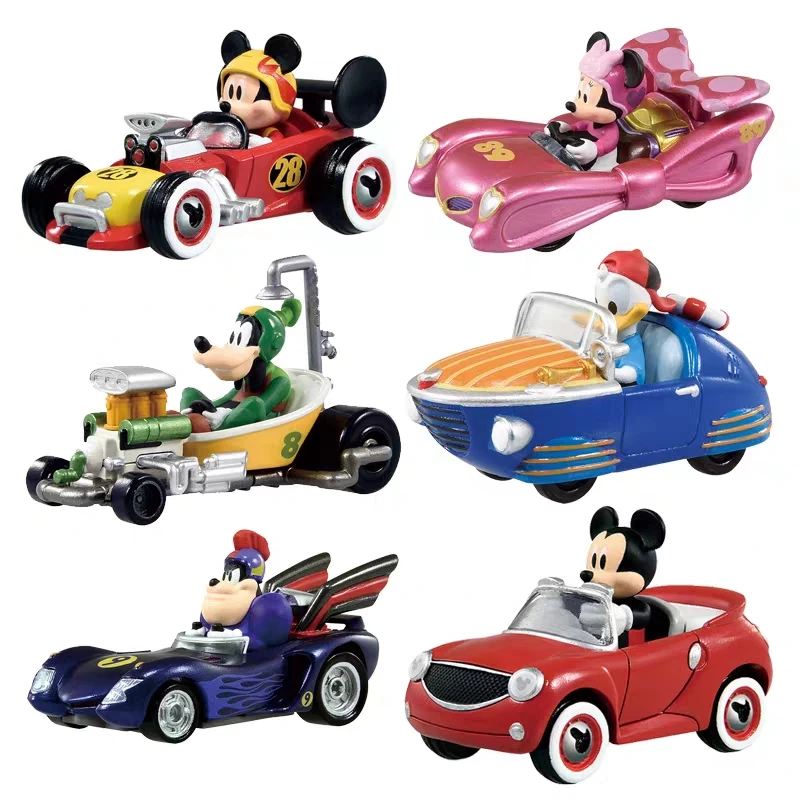 Ægte Disney toy sæt toy bil die-casting Mickey, Minnie rolling action karakter animation model børns legetøj fødselsdag gave