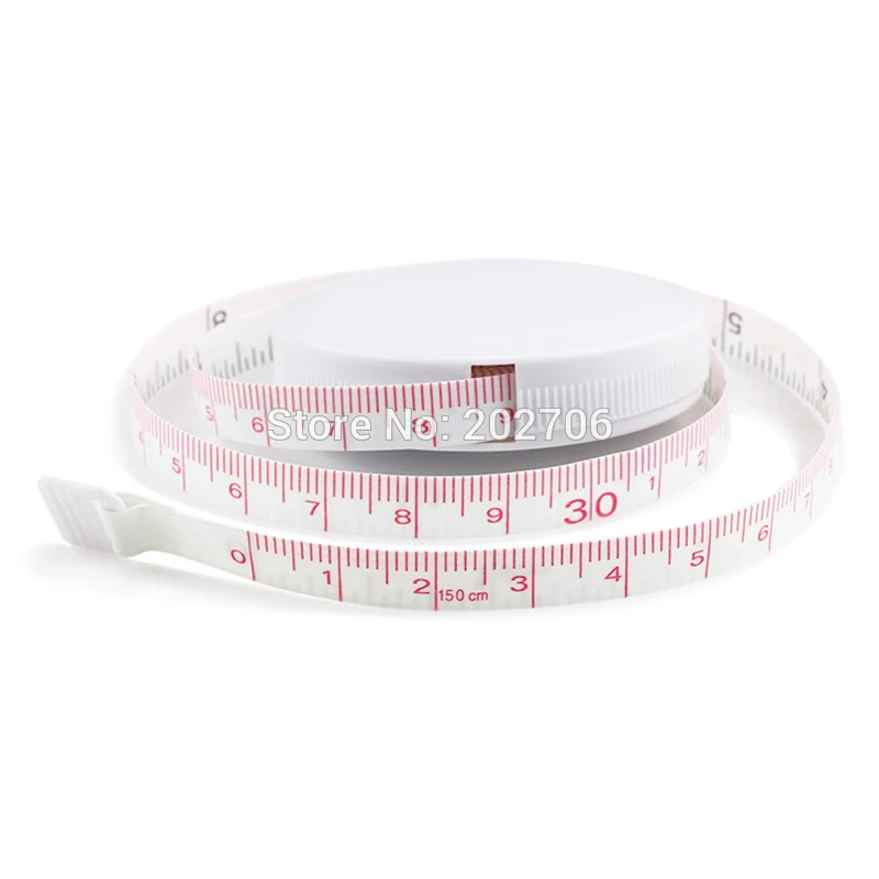 150 cm/60inch Runde hvide farve Talje Tape krop måle bånd gave salgsfremmende foranstaltning, tape 50stk/masse