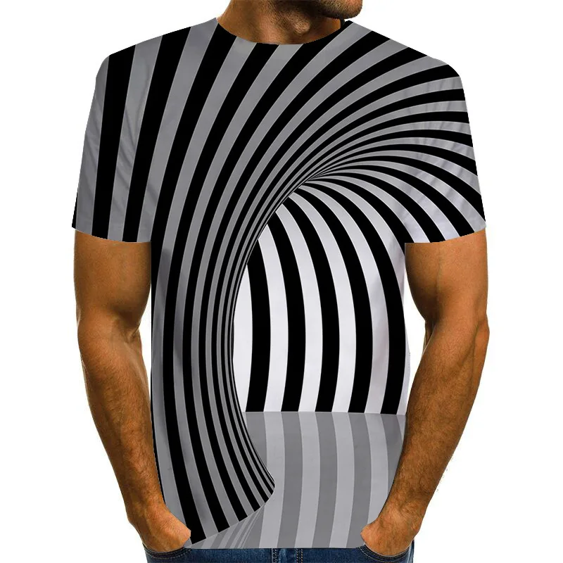 Streetwear til Mænd t-shirt i Overstørrelse, Vintage Abstrakte Vortex 3D-Print T-shirts Afslappet Rund Hals kortærmet T-shirt Plus Size Toppe