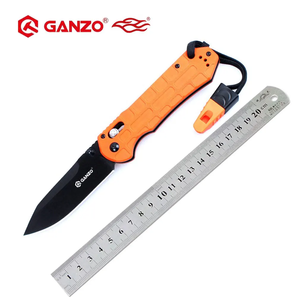 58-60HRC Ganzo G7453P 440C G10 Håndtag med en fløjte Folde kniv Camping Overlevelse værktøj Lomme Kniv taktiske edc udendørs værktøj