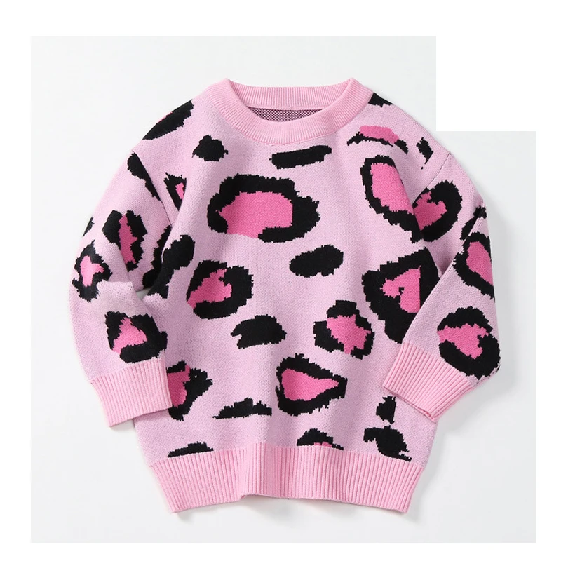 New Kids Dreng Piger Sweater Leopard Børn, Varm Sweater med Lange Ærmer Til Piger strikket tøj Piger, Tøj Jumper LZ304