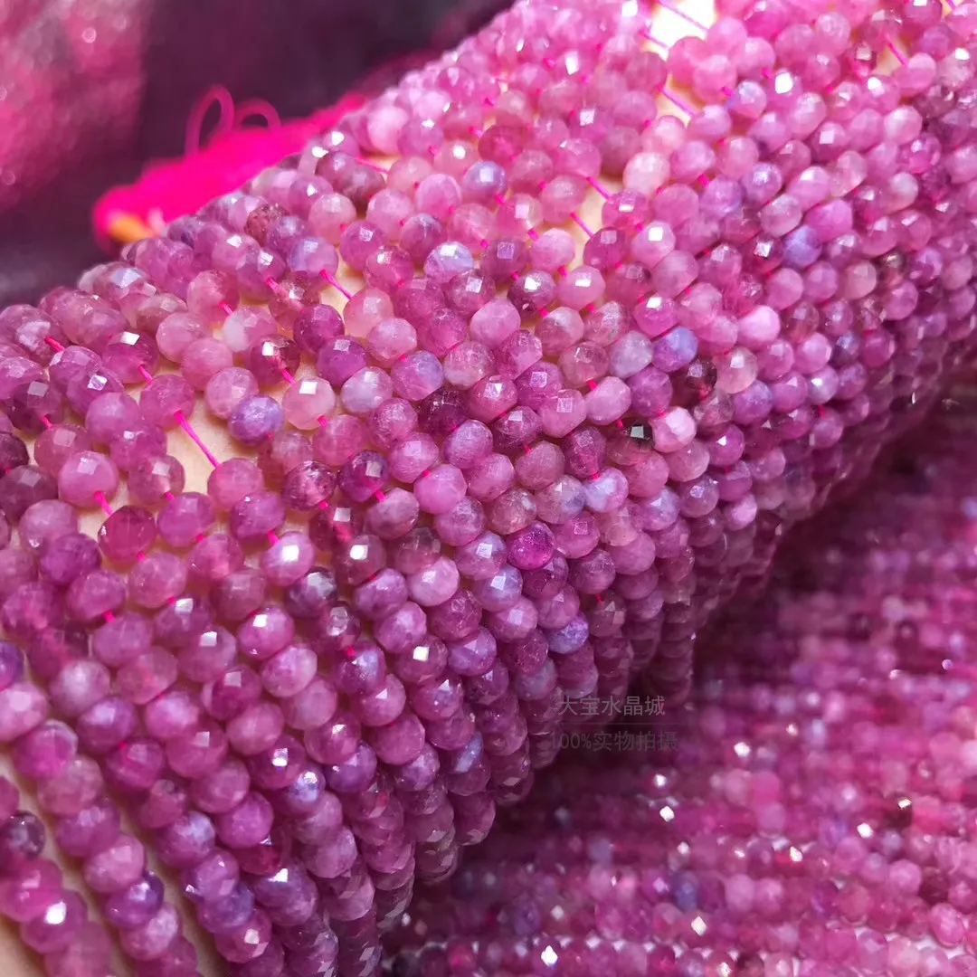 ICNWAY Naturlige Pink Turmalin 2-6mm Gemstone Rund Facetteret Perler til Sølv 925 Smykker at Gøre DIY-Halskæde, Øreringe 15inch