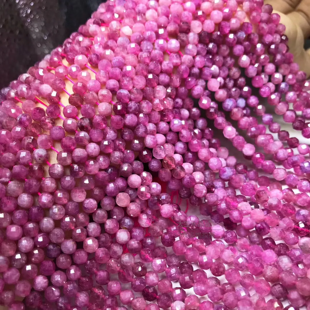 ICNWAY Naturlige Pink Turmalin 2-6mm Gemstone Rund Facetteret Perler til Sølv 925 Smykker at Gøre DIY-Halskæde, Øreringe 15inch