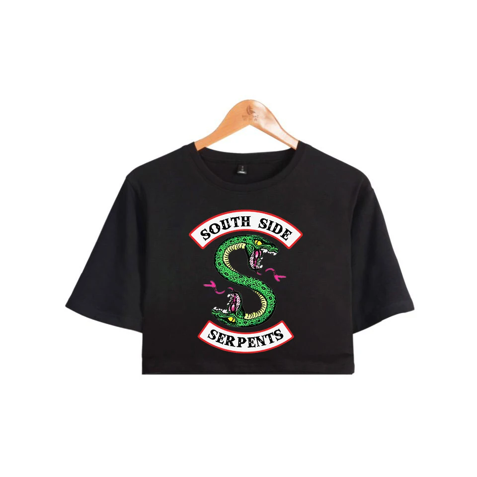 LUCKYFRIDAYF 2018 Riverdale sydlige side slanger Sjovt Bare Mellemgulvet Top Kvinder T-shirts Sexet Korte Ærmer Riverdale Afgrøde top
