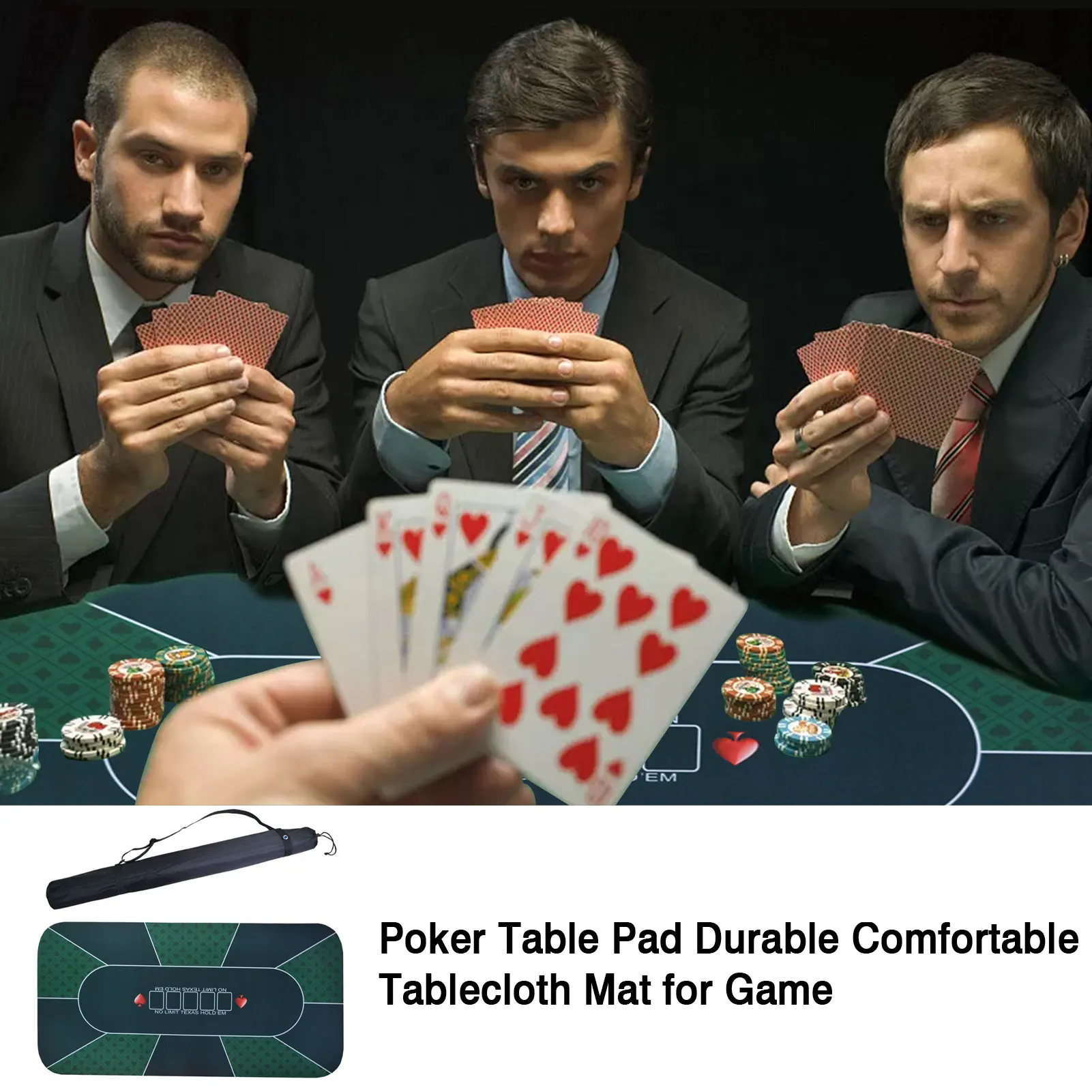 180*90cm Texas Hold ' em Poker Mat Ruskind Gummi dug bordplade Digital Print Casino Poker Bord Spil Med Taske