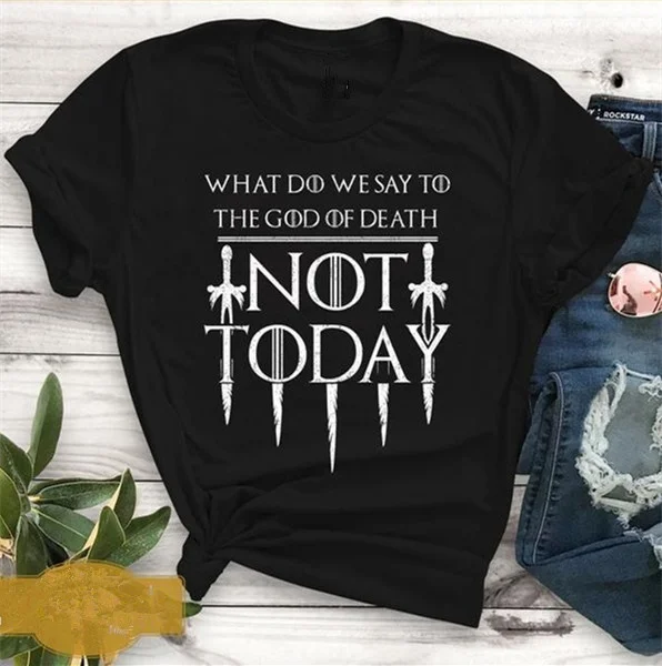 Hvad skal vi sige til gud, død, ikke i dag slogan religion satan kvinder mode-pure cotton t-shirt hipster tee vintage toppe