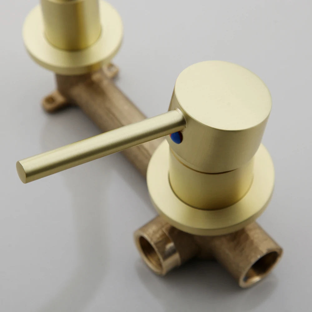 KEMAIDI Badeværelse håndvask Håndvask Armatur Solid Messing Varmt & Koldt Mixer Golden Badekar Faucet Luksus Børstet Golden Tryk vægmonteret