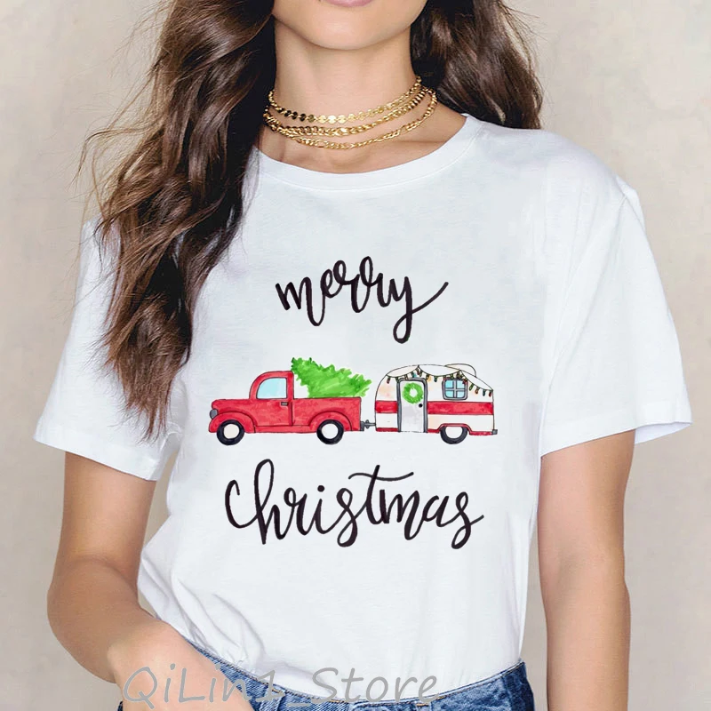 Jul T-Shirt Kvinder Christmas Tree Top sjove grafiske tshirt femme hvid sød t-shirt af 90'erne bedste venner gave drop shipping