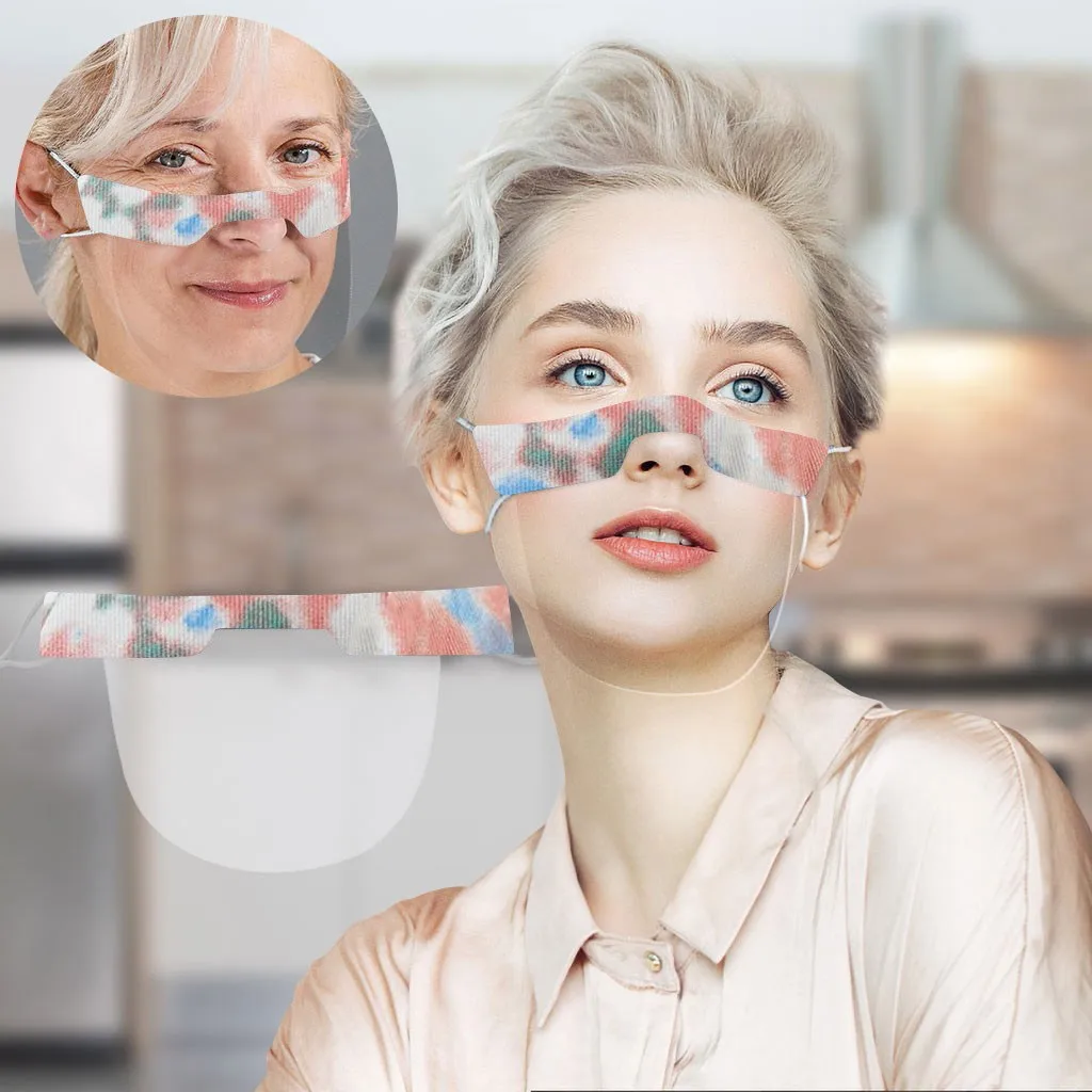 Voksen Unisex ansigtsmaske Lip-Sprog Visuelle Gennemsigtig Trykt PVC Åndbar ansigtsmaske Munden Dække Mascarar Mascarillas