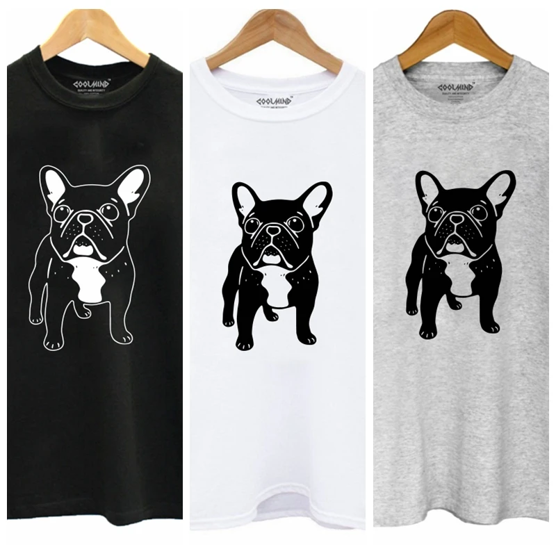 COOLMIND DO0105B bomuld fransk bulldog print t-shirt til kvinder casual dog print t-shirt til piger sommeren kvinder tshirt toppe