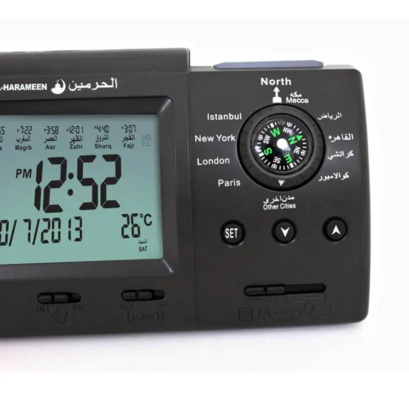 Super Azan Desktop Ur Muslimske Bøn Azan Ur Bruser Alarm Clcok Multifunktionelle Kompas Elektroniske Kalender Azan Clock3005