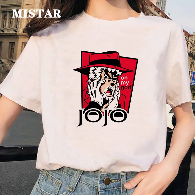 Japan Animationsfilm JoJo Bizarre Eventyr, Sjove Hvide T-shirts kvinde Trykt Tshirt Casual Streetwear T-Shirt Hip Hop Top Tees kvindelige
