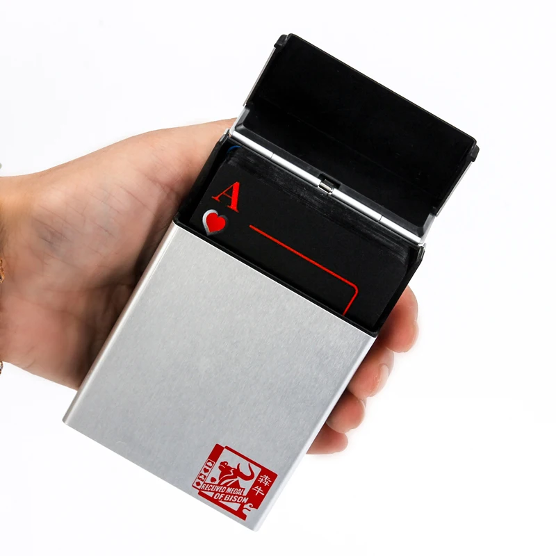 1stk Sort Mat Plast Poker Kort Vandtæt PVC Spillekort med Aluminiums Kasse