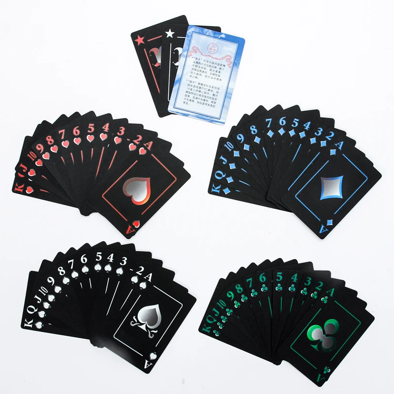 1stk Sort Mat Plast Poker Kort Vandtæt PVC Spillekort med Aluminiums Kasse