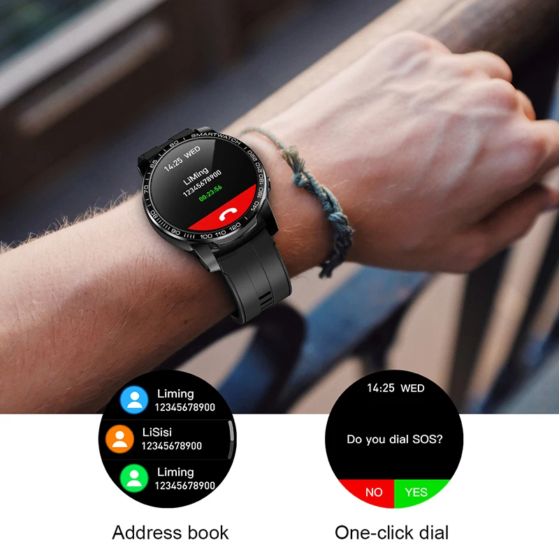 Brightside F7 2021 NYT, Smart Ur Mænd Bluetooth-5.0 Sport pulsmåler Dial Opkald Runde Smartwatch Mand til Android & IOS