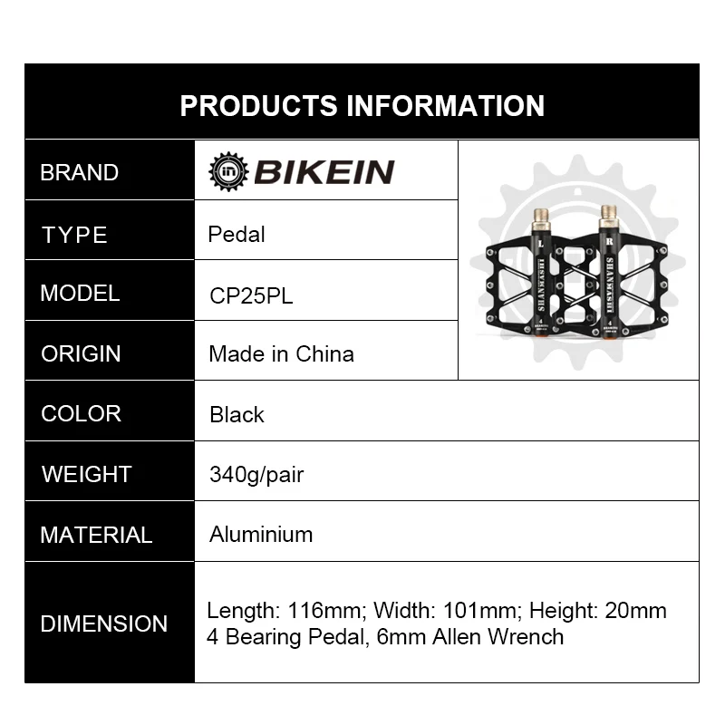 BIKEIN Høj Kvalitet 4 Forseglet Leje MTB BMX Pedaler CNC Aluminium Legering Cykling Mountain Bike Pedal 340g Dele til Cykler Med 6 Farver