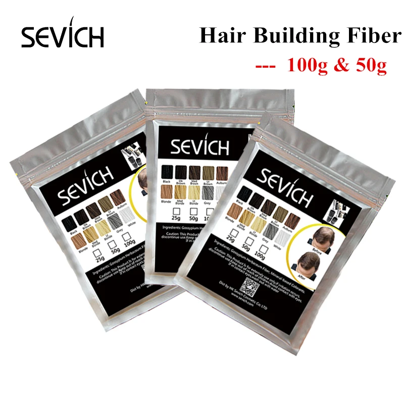 Sevich 100g Hår Fibre 10 Farve Keratin Hår Bygning Fiber Pulver Instant Hår Vækst Fiber Refill 50g hårpleje Produkt
