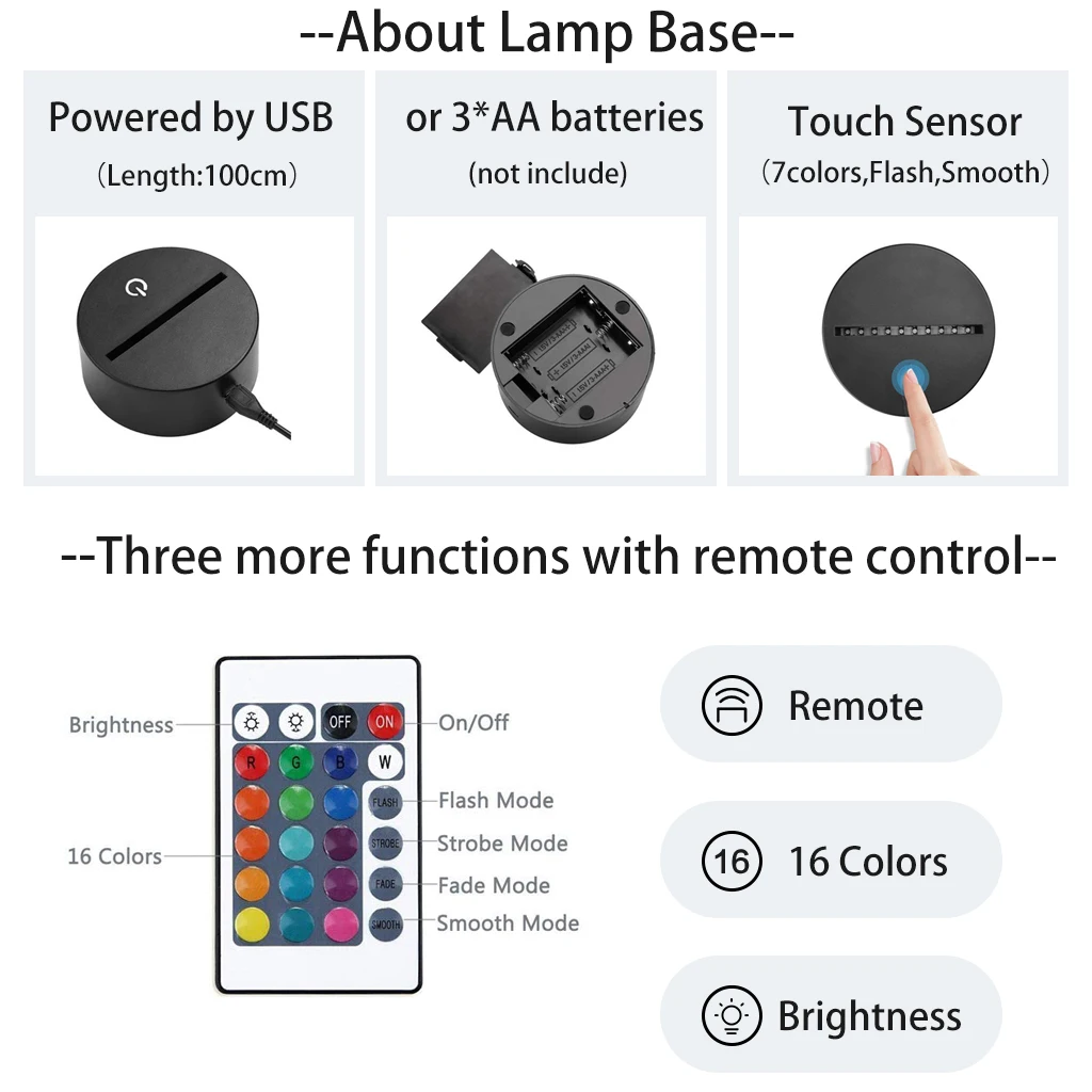 3d-Night Light Headset Led Touch Sensor Farverige Nightlight for Kids Soveværelse Dekorative Lys Cool Gave til Barnet 3d-Lampe Bruser