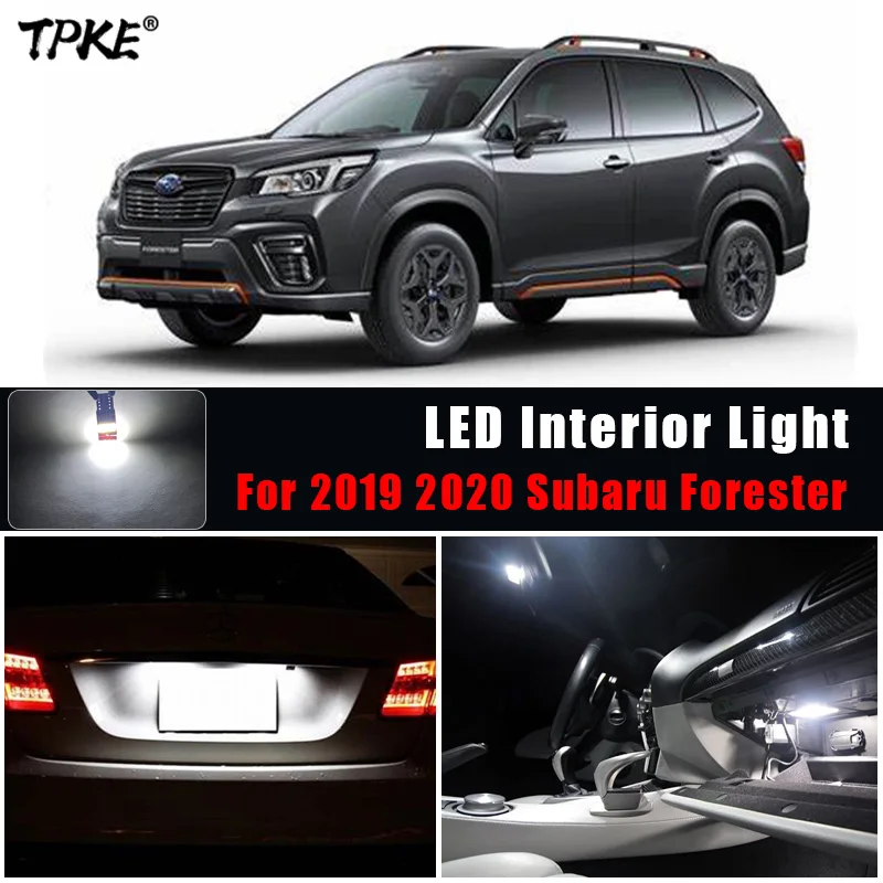 TPKE 8stk Hvid Canbus LED-Lampe Bil Pærer Interiør Kit Til 2019 2020 Subaru Forester Kort Dome Kuffert Nummerplade Lys