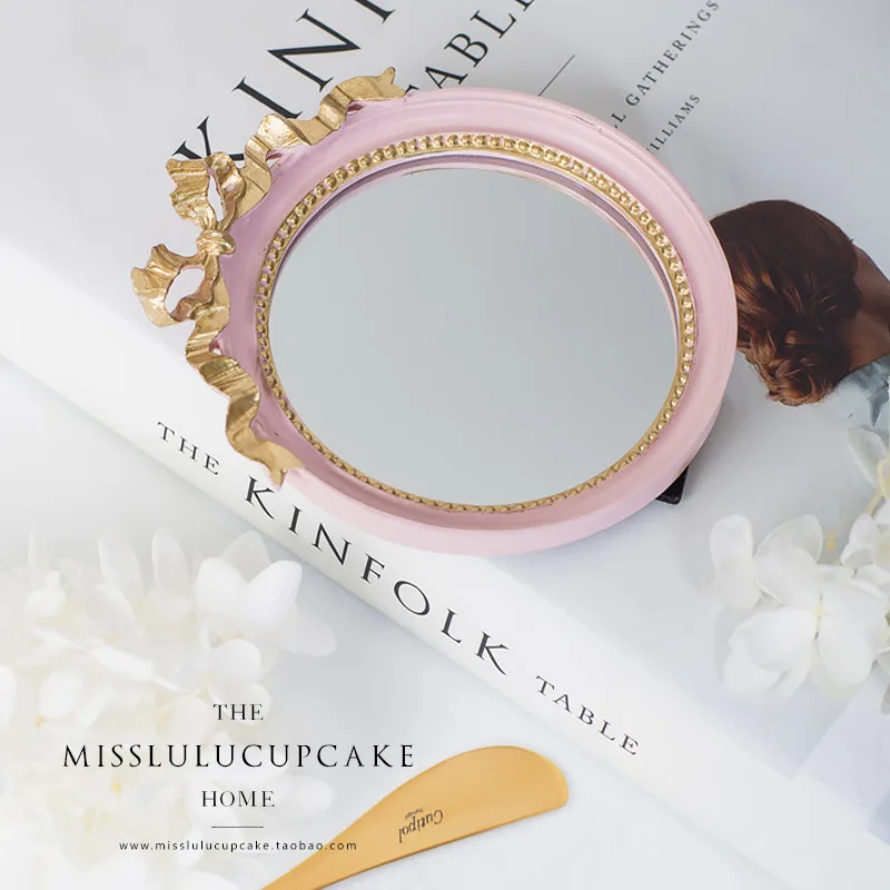 Mini kage skuffen Europæiske vintage spejl plade guld/pink/hvid Rolig makeup spejl candy bar dekoration kage værktøj